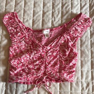 Floral Red Crop Top